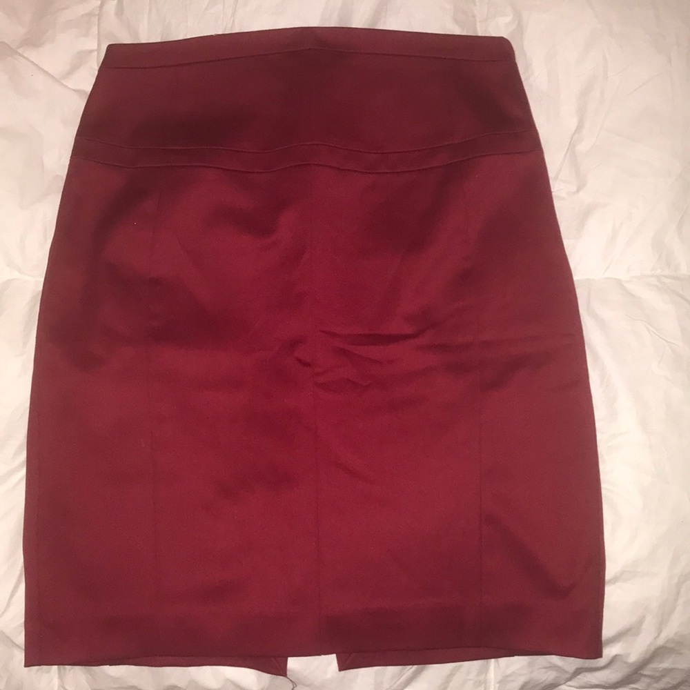 Red corset back, side zip Express skirt